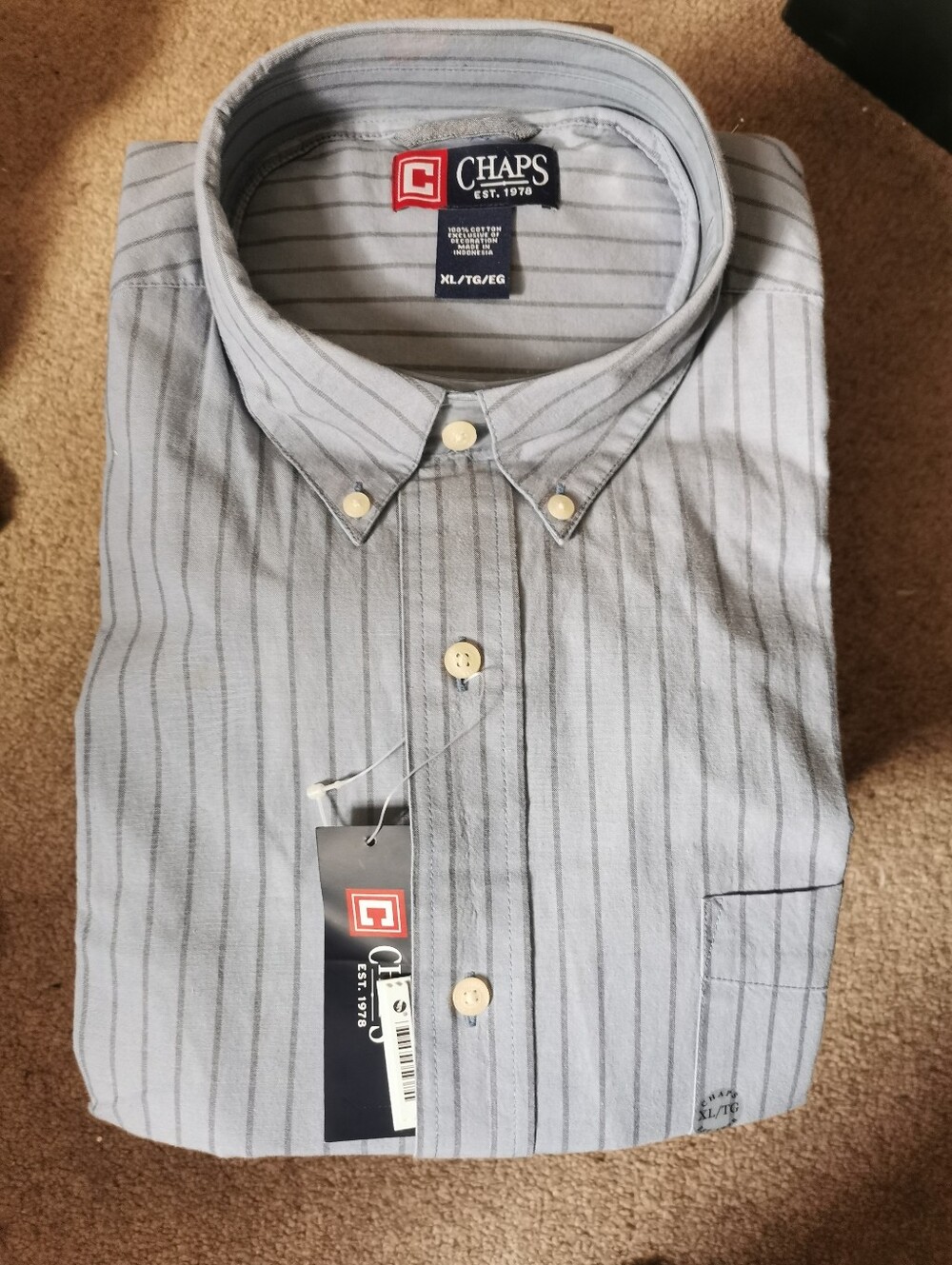 Chaps Light Blue Pinstripe Button-Down Shirt